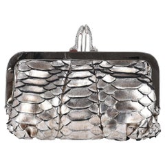 Christian Louboutin Metallic Python Skin Loubi Lula Mini Frame Clutch Bag
