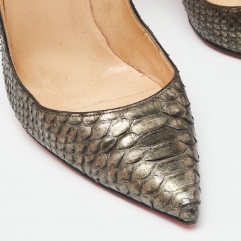 Christian Louboutin Metallic Python So Kate  Pumps Size 37.5 For Sale 1