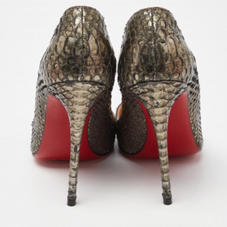 Christian Louboutin Metallic Python So Kate  Pumps Size 37.5 For Sale 3