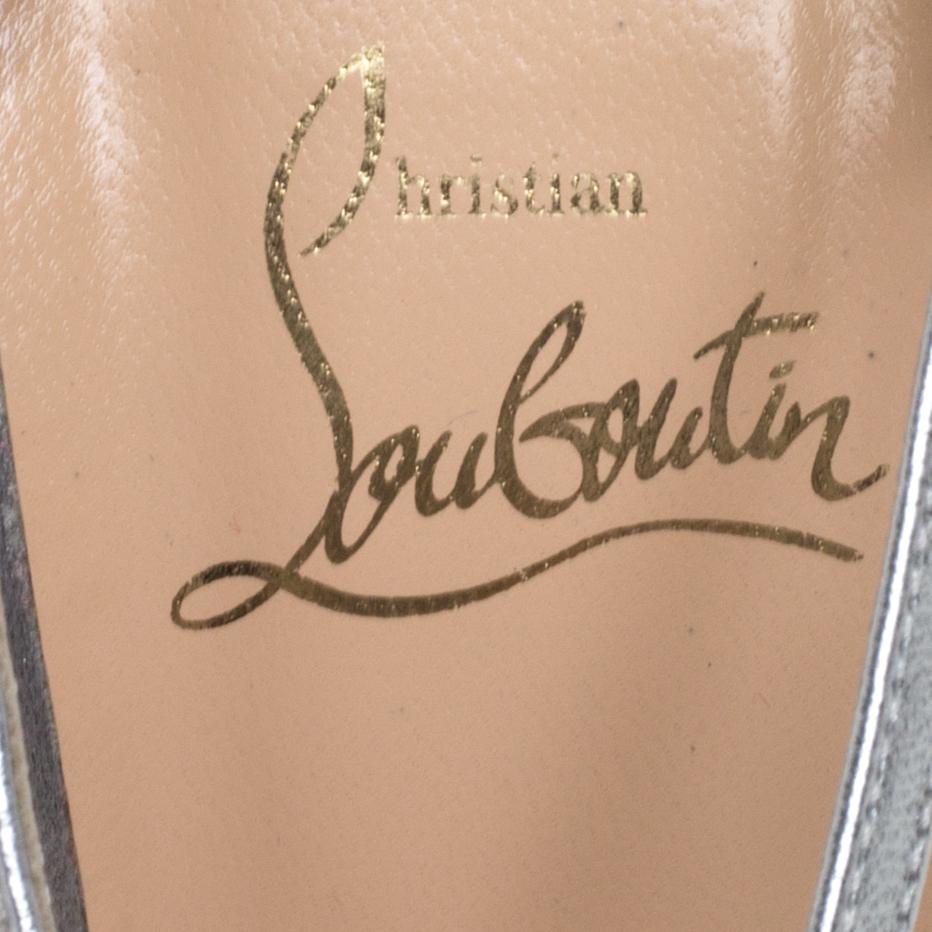 Christian Louboutin Metallic Silver Audrey Strappy Sandals Size 38.5 1