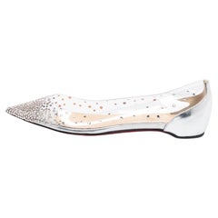 Christian Louboutin Metallic Silver Pointed-Toe Ball Ballet Flats Size 36.5