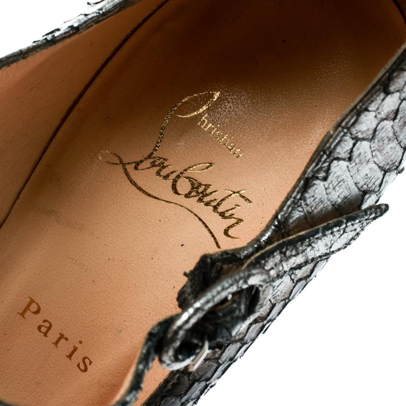 Christian Louboutin Metallic Silver Watersnake Daffodile Platform Pumps Size 38 2