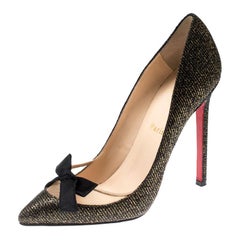 Christian Louboutin Metallic Two Tone Glitter Love Me Lady Bow Pumps Size 36.5