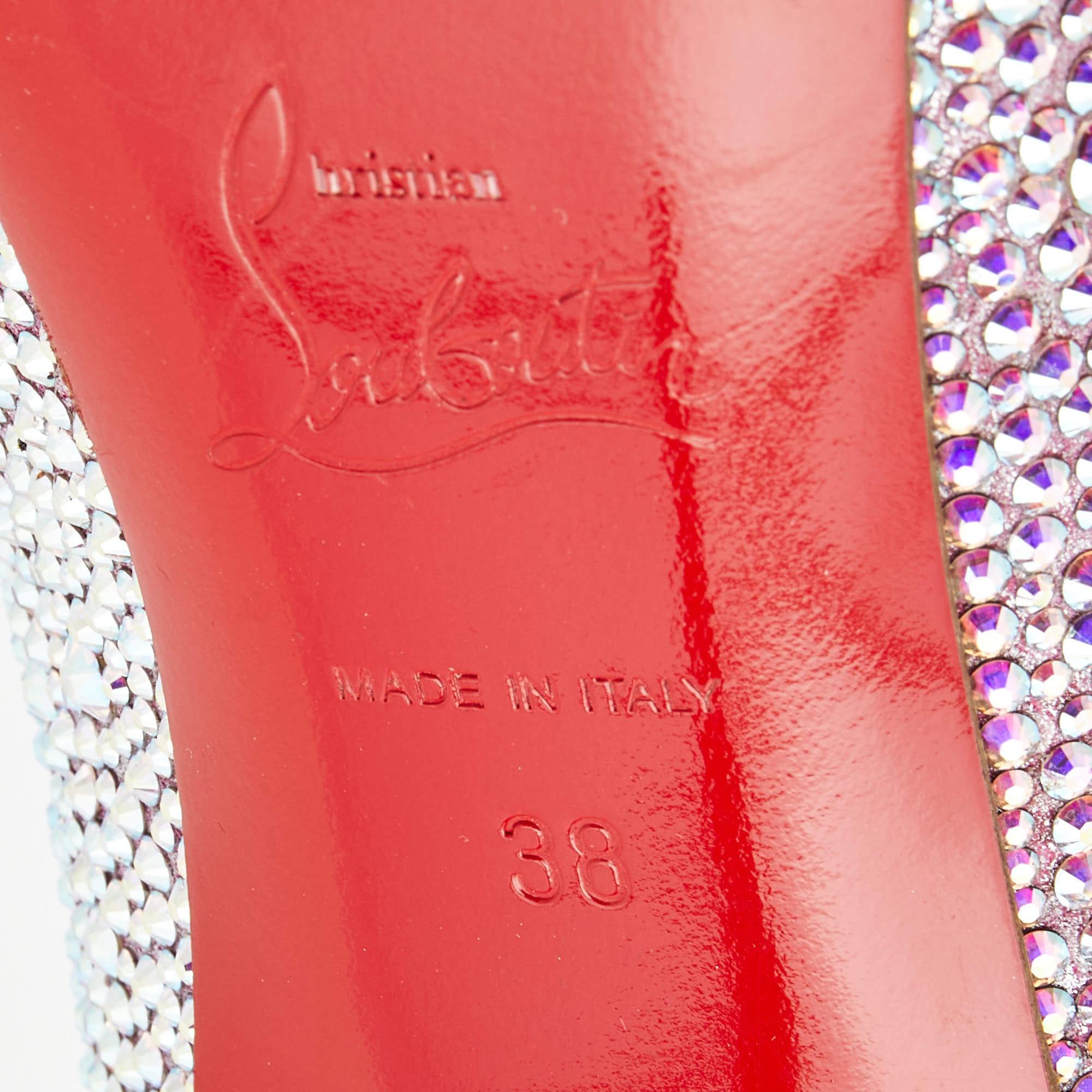 Christian Louboutin Metallic Two Tone Leather Kate Strass Pumps Size 38 In Good Condition In Dubai, Al Qouz 2