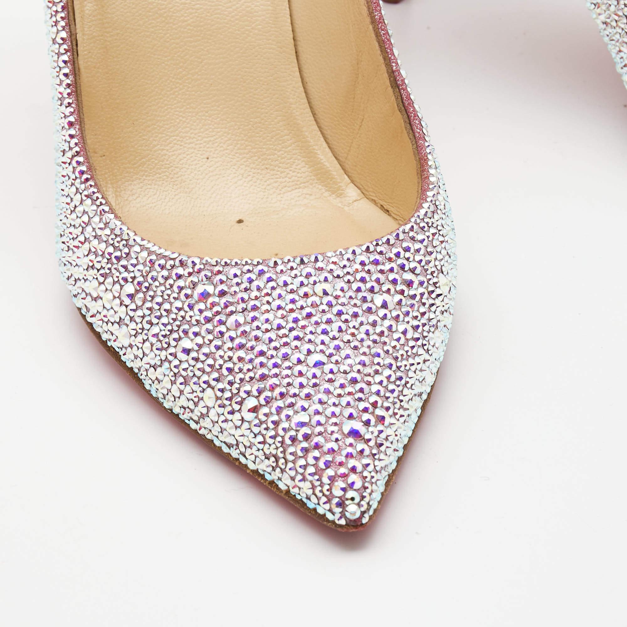 Christian Louboutin Metallic Two Tone Leather Kate Strass Pumps Size 38 2