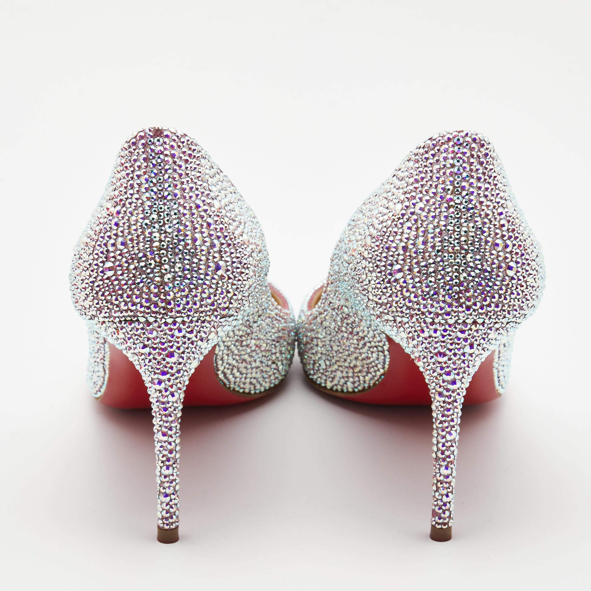 Christian Louboutin Metallic Two Tone Leather Kate Strass Pumps Size 38 3