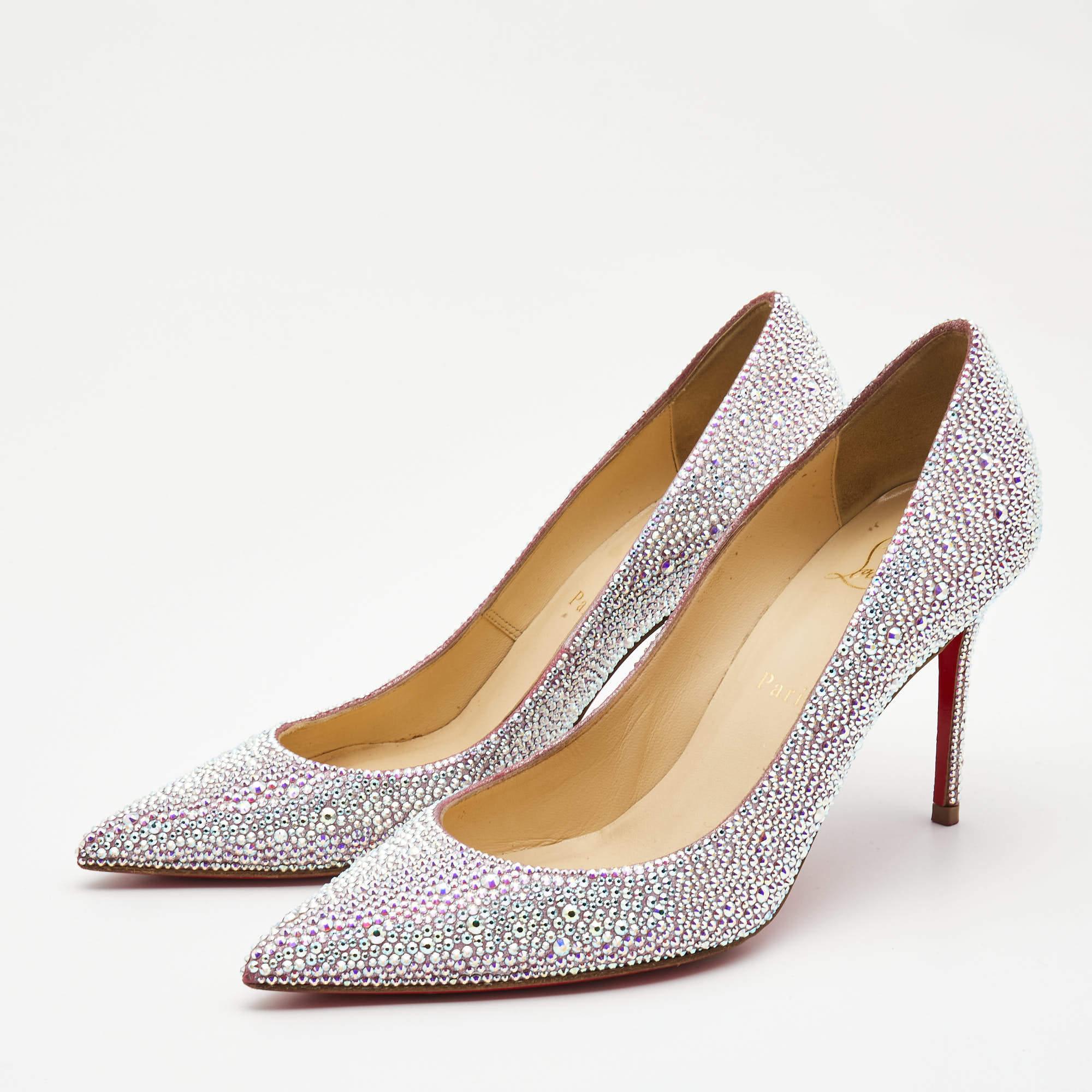 Christian Louboutin Metallic Two Tone Leather Kate Strass Pumps Size 38 4