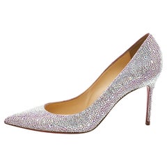 Used Christian Louboutin Metallic Two Tone Leather Kate Strass Pumps Size 38