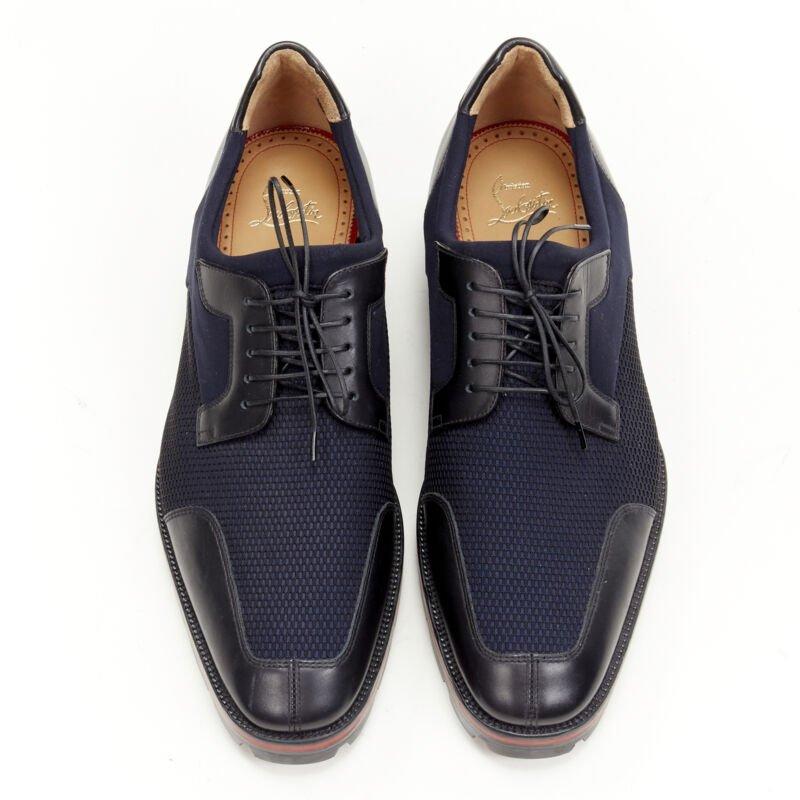 CHRISTIAN LOUBOUTIN Mika Sky navy neoprene leather trim derby brogue EU42
Reference: TGAS/C01117
Brand: Christian Louboutin
Model: Mika Sky
Material: Fabric, Leather
Color: Navy, Black
Pattern: Solid
Closure: Lace Up
Lining:  Leather
Extra Details: