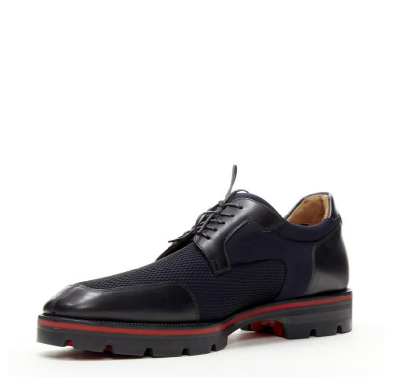 Men's CHRISTIAN LOUBOUTIN Mika Sky navy neoprene leather trim derby brogue EU42
