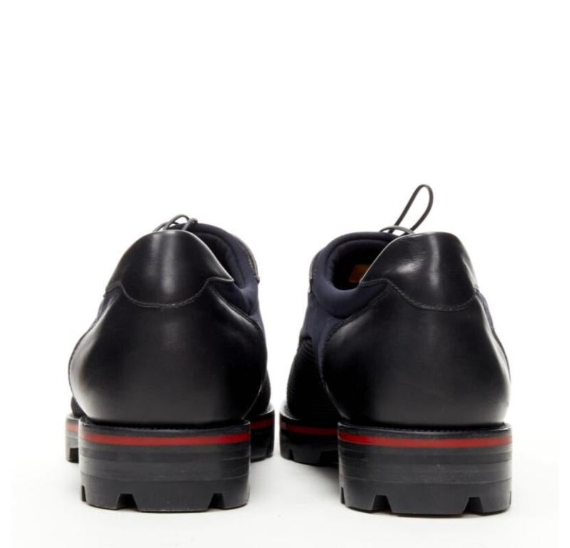 CHRISTIAN LOUBOUTIN Mika Sky navy neoprene leather trim derby brogue EU42 1