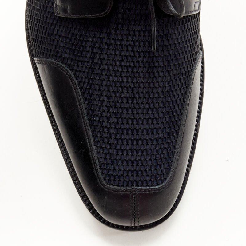 CHRISTIAN LOUBOUTIN Mika Sky navy neoprene leather trim derby brogue EU42 1