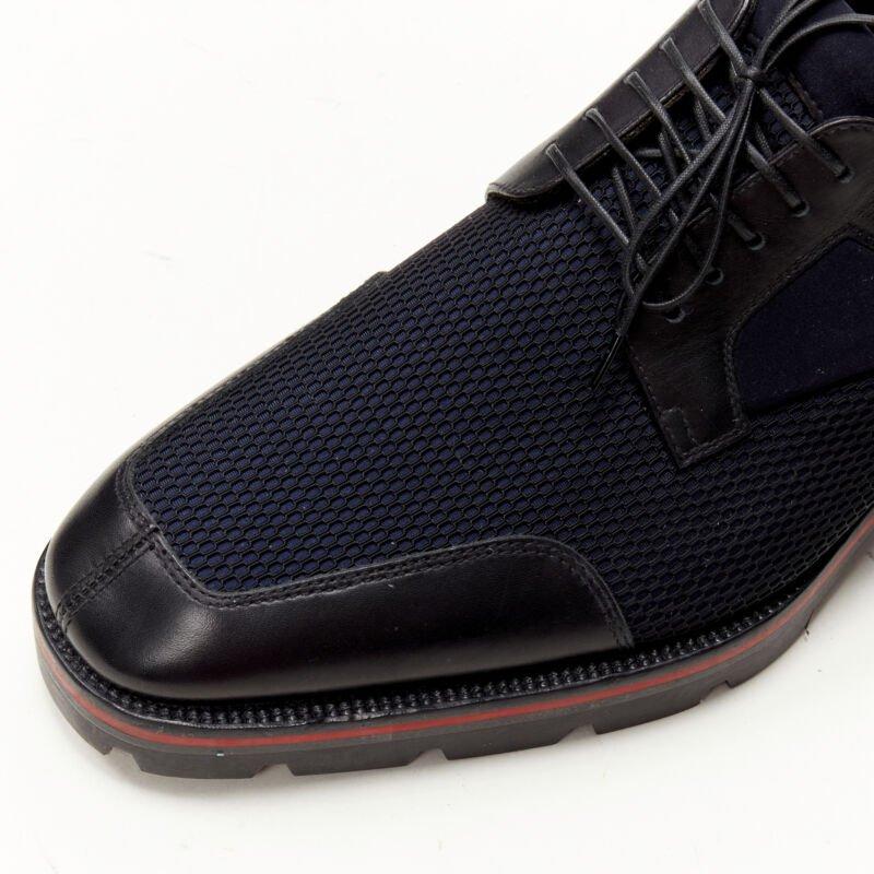 CHRISTIAN LOUBOUTIN Mika Sky navy neoprene leather trim derby brogue EU42 2