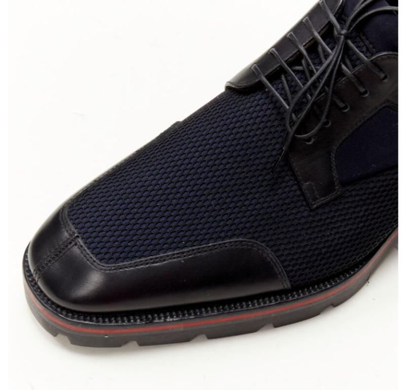 CHRISTIAN LOUBOUTIN Mika Sky navy neoprene leather trim derby brogue EU42 3