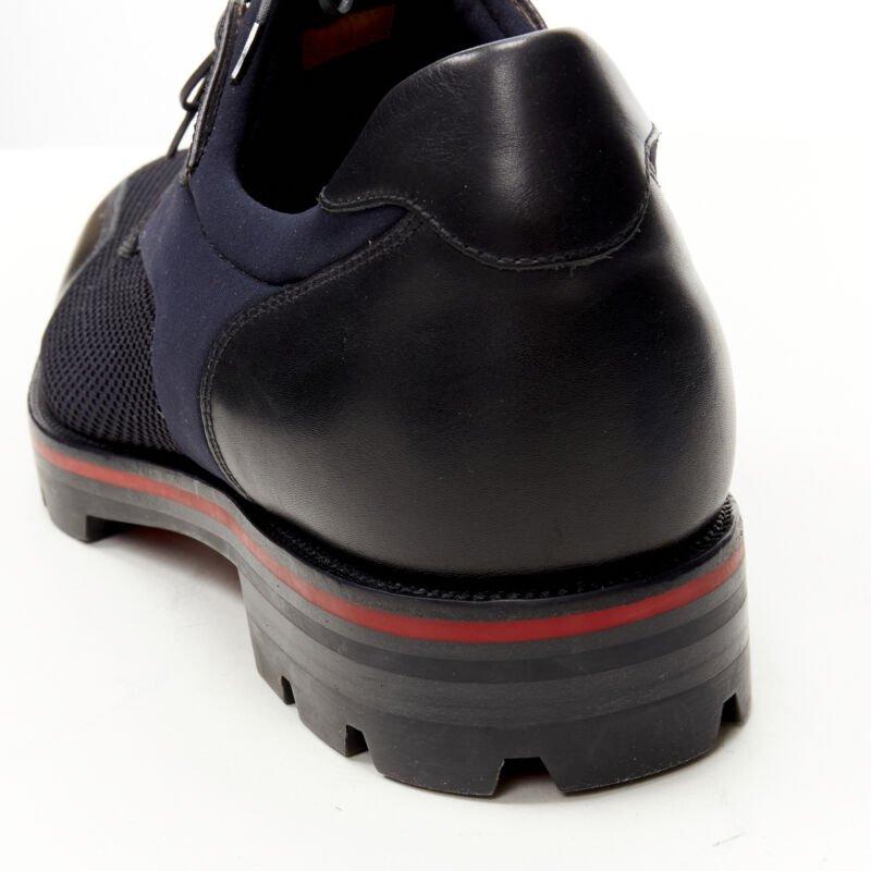 CHRISTIAN LOUBOUTIN Mika Sky navy neoprene leather trim derby brogue EU42 3