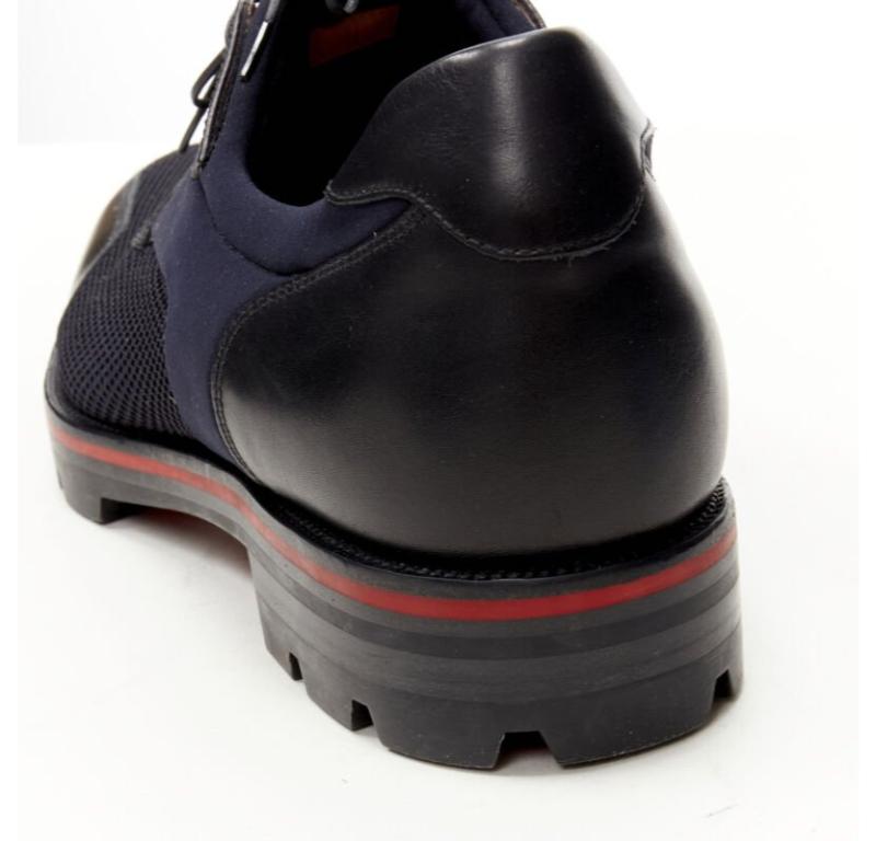 CHRISTIAN LOUBOUTIN Mika Sky navy neoprene leather trim derby brogue EU42 4