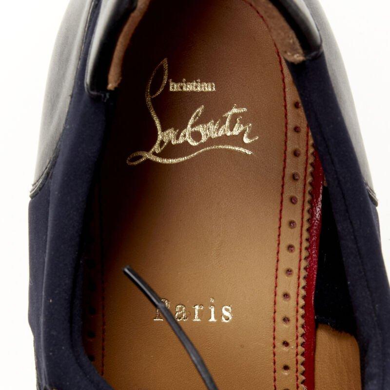 CHRISTIAN LOUBOUTIN Mika Sky navy neoprene leather trim derby brogue EU42 4
