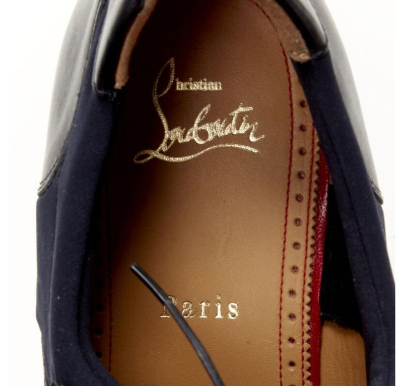 CHRISTIAN LOUBOUTIN Mika Sky navy neoprene leather trim derby brogue EU42 5