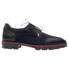 CHRISTIAN LOUBOUTIN Mika Sky navy neoprene leather trim derby brogue EU42