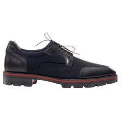 CHRISTIAN LOUBOUTIN Mika Sky navy neoprene leather trim derby brogue EU42