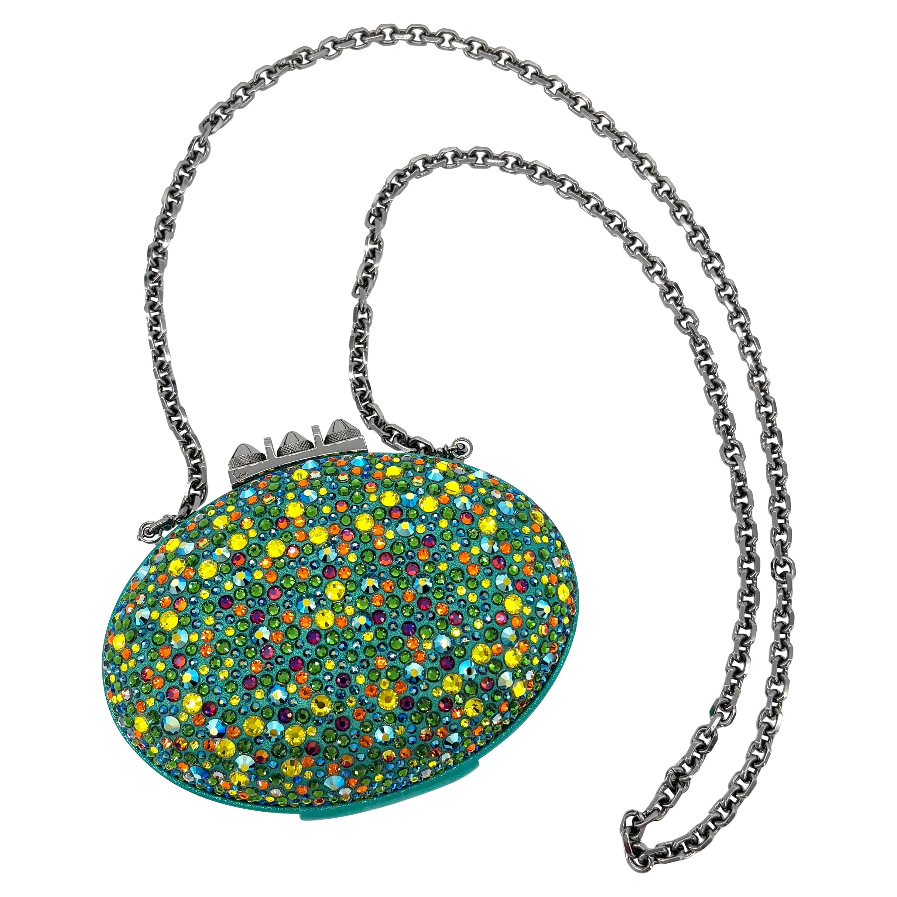 Christian Louboutin Mina Burma Strass Crystals Spotlight Clutch Minaudiere Bag For Sale