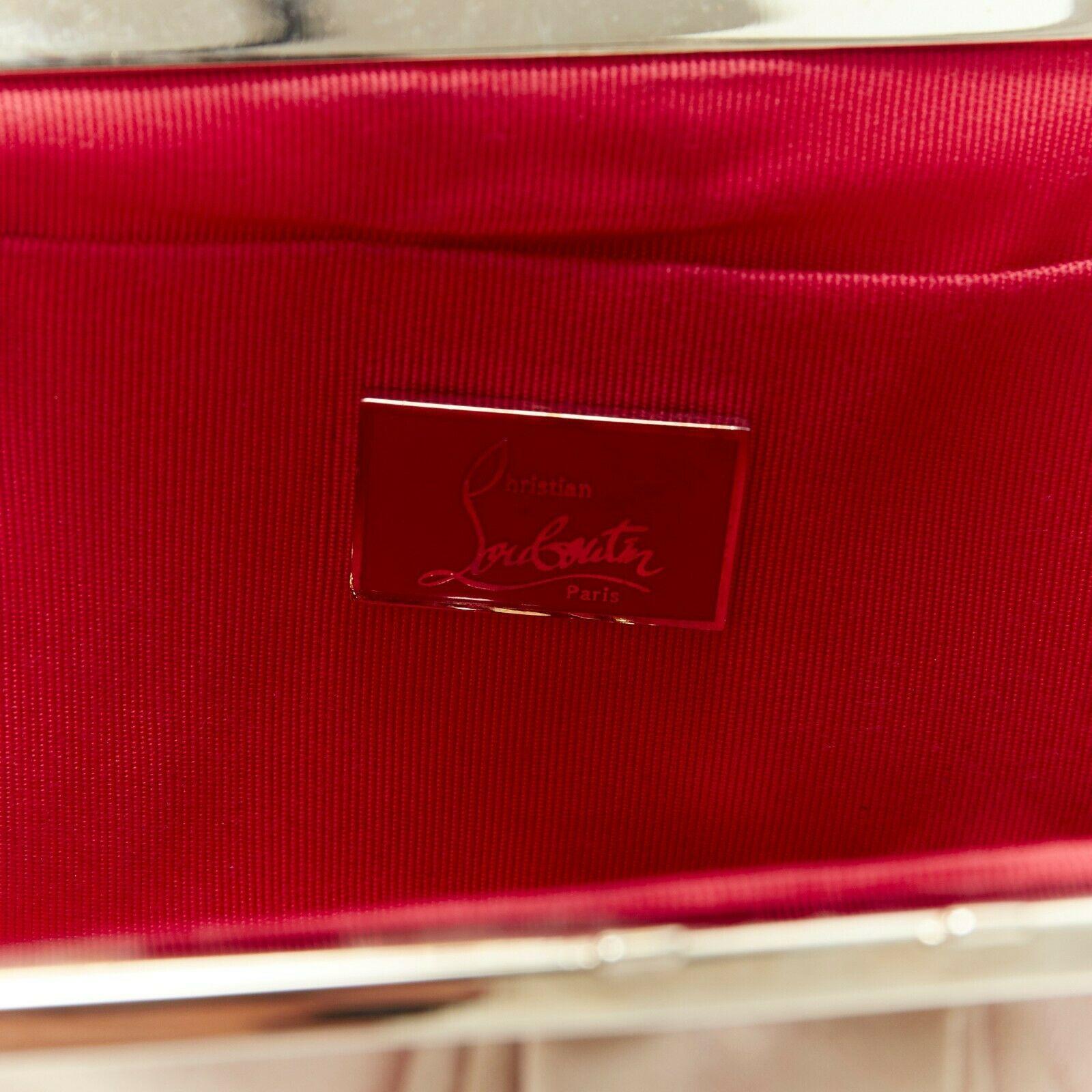 CHRISTIAN LOUBOUTIN Mini Loubi beige champagne gold satin pleated chain clutch 1
