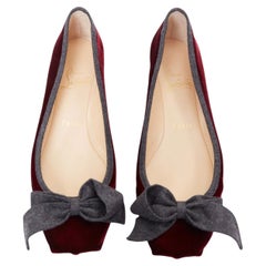 Ballerines plates Minnie en velours flanelle rouge de Christian Louboutin, taille 37,5 (EU)