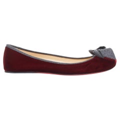 Ballerines plates Minnie en velours flanelle rouge de Christian Louboutin, taille 37,5 (EU)