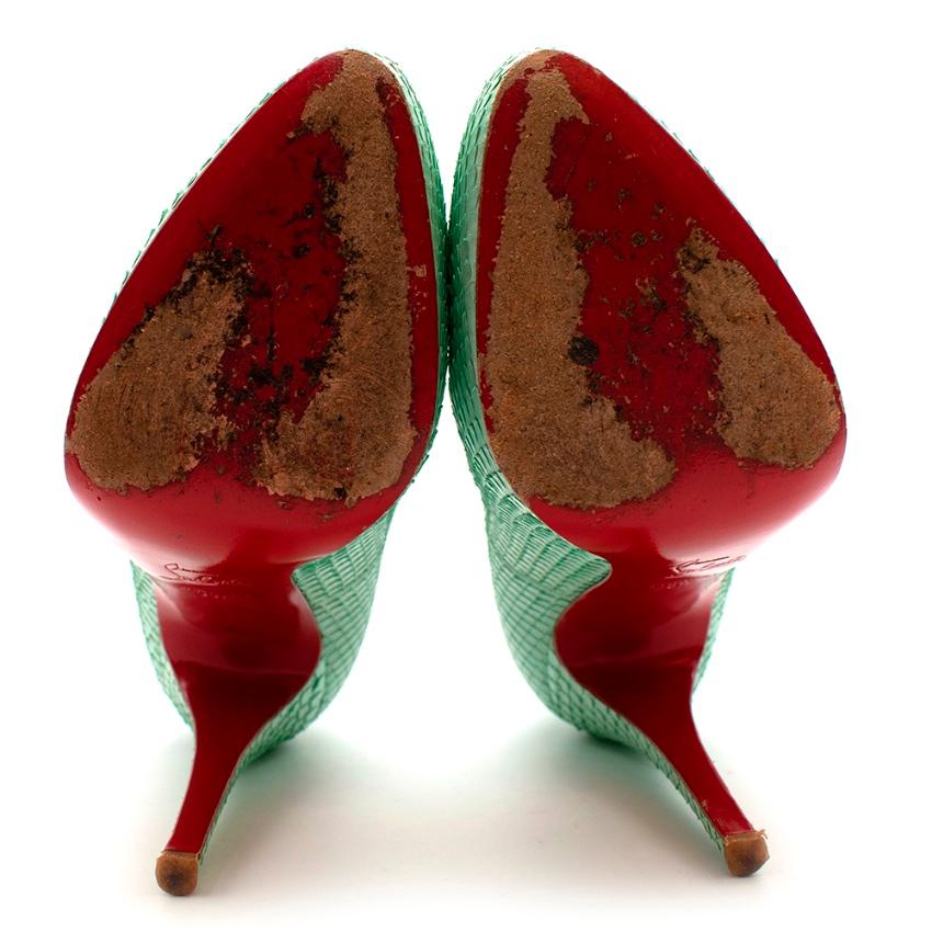 Gray Christian Louboutin Mint Green Python Pumps - Size 38.5