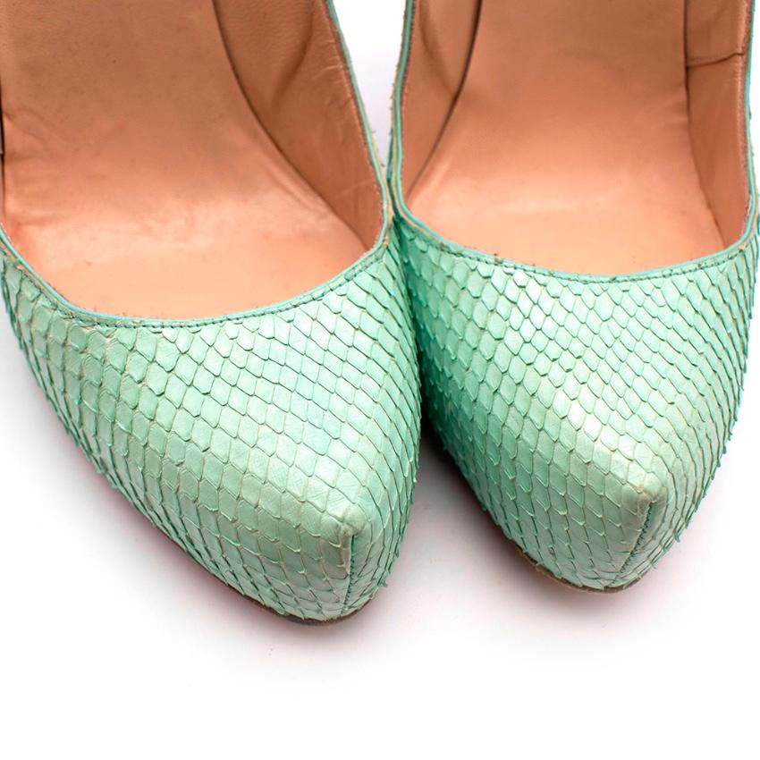 Christian Louboutin Mint Green Python Pumps - Size 38.5 1