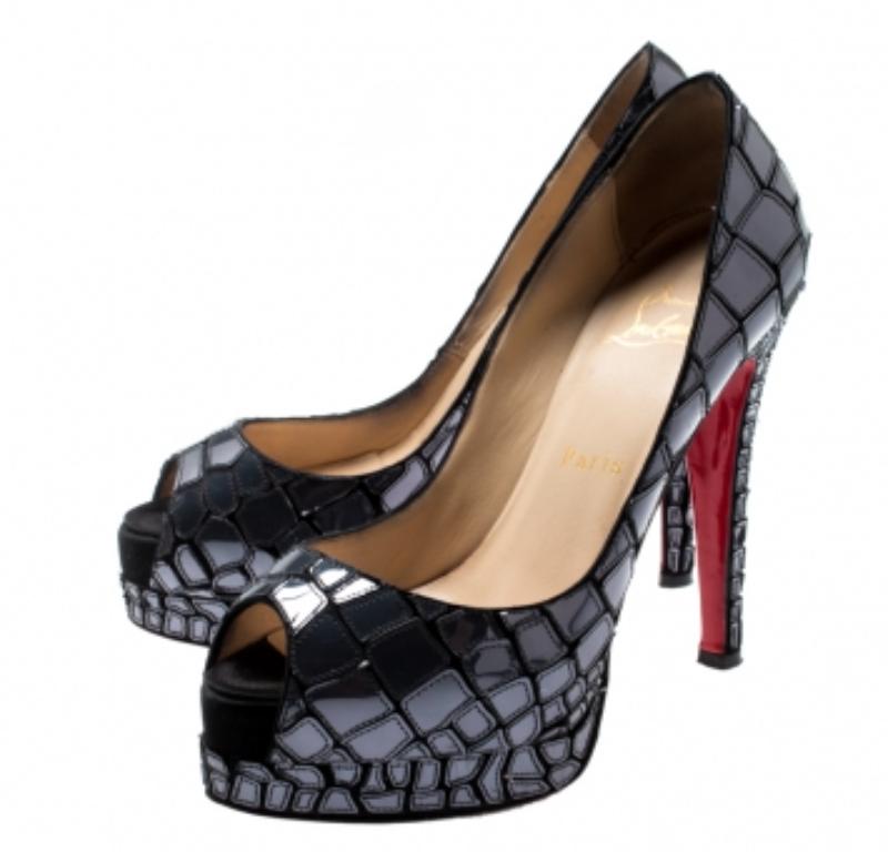 Christian Louboutin cuir miroir mosaïque 'Sobek 140' escarpins à plateforme Taille 36.5 en vente 2