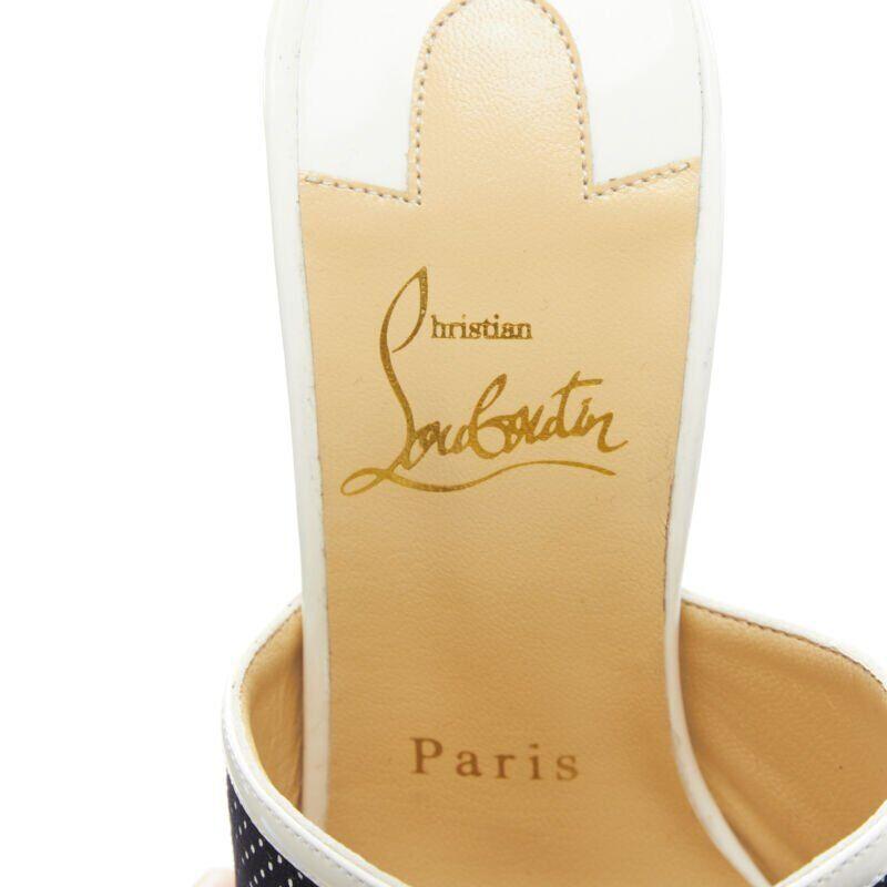 CHRISTIAN LOUBOUTIN Miss Daisy 120 navy polka dot bow platform mule EU36.5 4