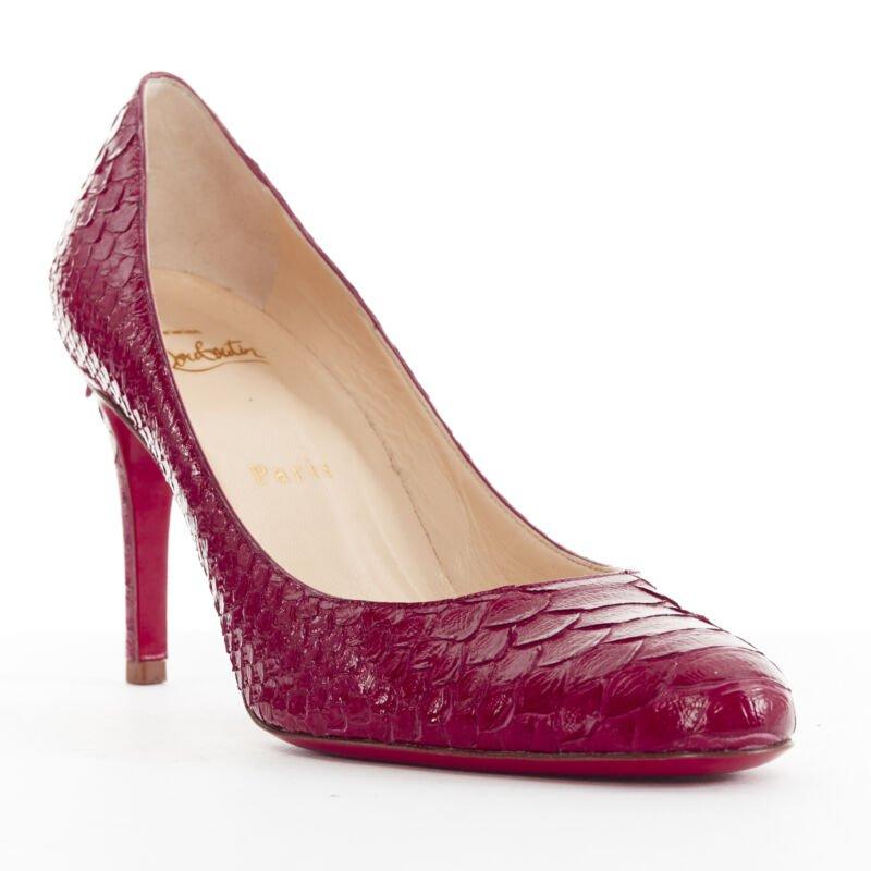 CHRISTIAN LOUBOUTIN Miss Gena 85 red glossy leather round CHRISTIAN LOUBOUTIN Miss Gena 85 red glossy leather round
