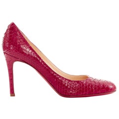 CHRISTIAN LOUBOUTIN Miss Gena 85 red glossy scaled leather round toe pump EU36.5