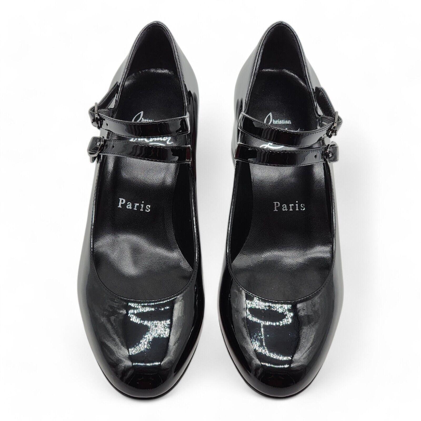 Christian Louboutin Miss Jane Pumps Leather in Black In Excellent Condition In Los Angeles, CA