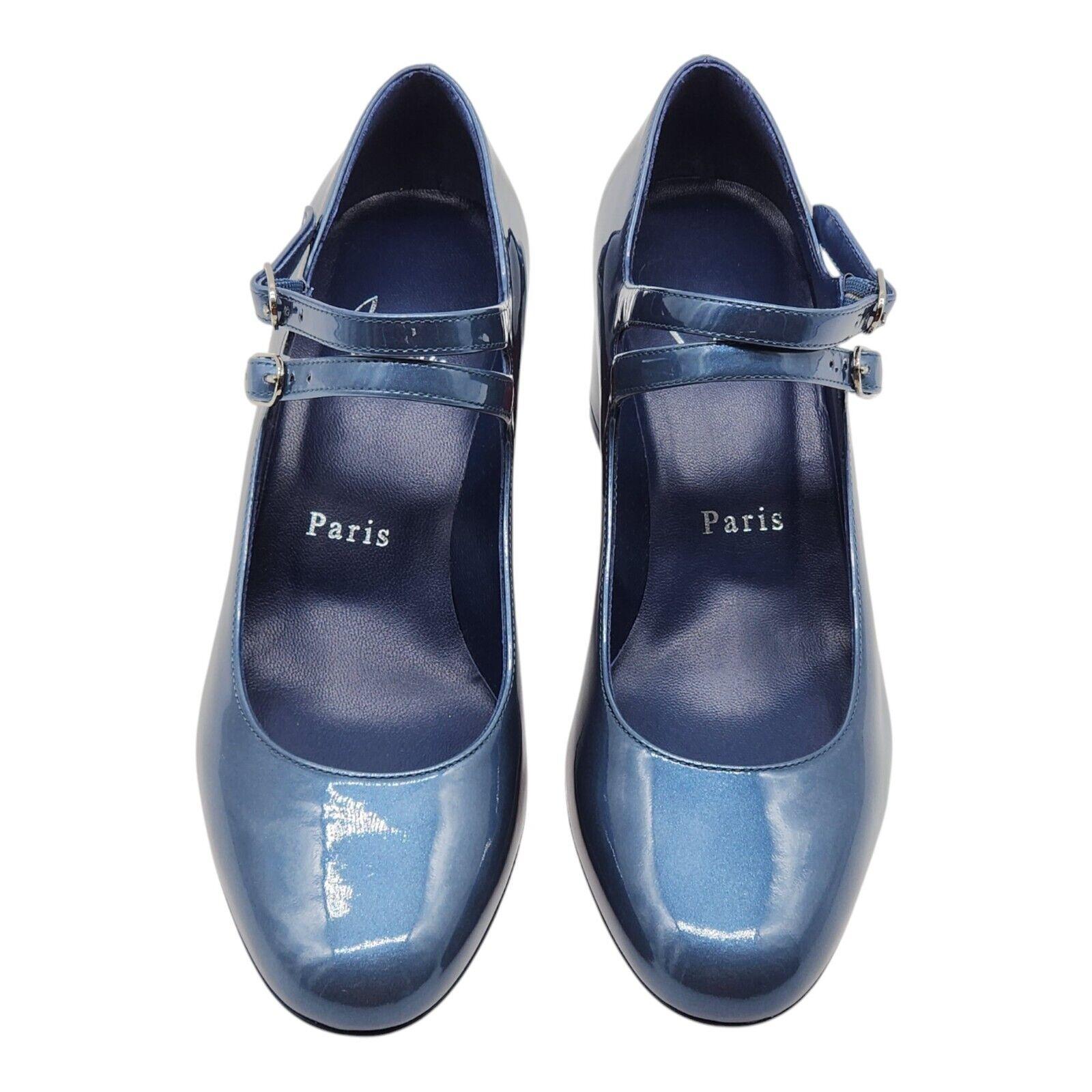 Christian Louboutin Miss Jane Pumps 55mm. he Louboutin version of an all-time classic.

Additional information:
Material: Calf Leather
Color: Blue
Size: 35.5 EU (5 US)
Country: Italy
Dimension: Heel height 55mm. (2 inches)
Condition: New without the