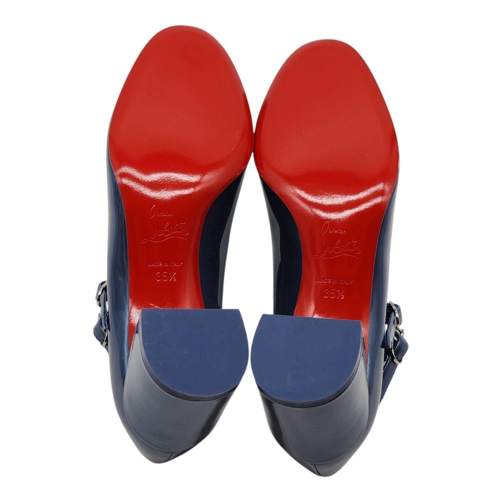 Women's Christian Louboutin Miss Jane Pumps Leather in Blue Size 35.5
