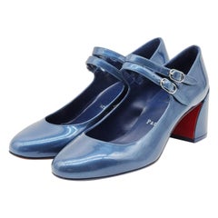 Christian Louboutin Miss Jane Pumps Leather in Blue Size 37