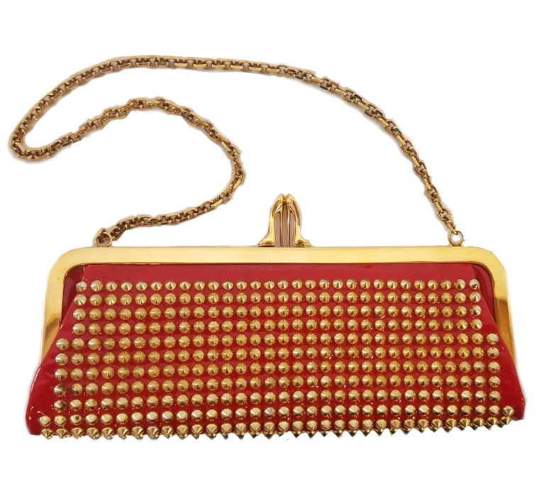 red studded clutch