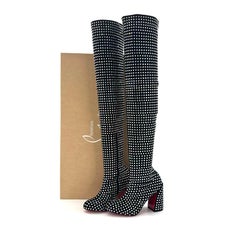 Christian Louboutin Miss Z Botta 80 Strass Thigh High Platform Boots 37.5