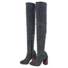 Christian Louboutin Miss Z Botta 80 Strass Thigh High Platform Boots 37.5