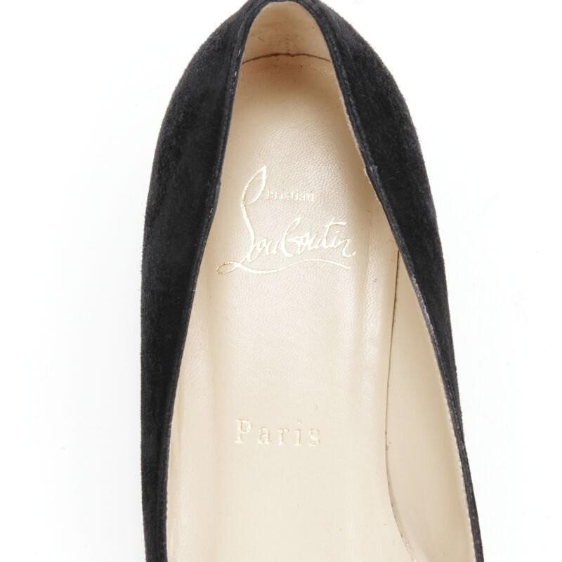 CHRISTIAN LOUBOUTIN mixed crystal stone embellished black suede flats EU37.5 en venta 5