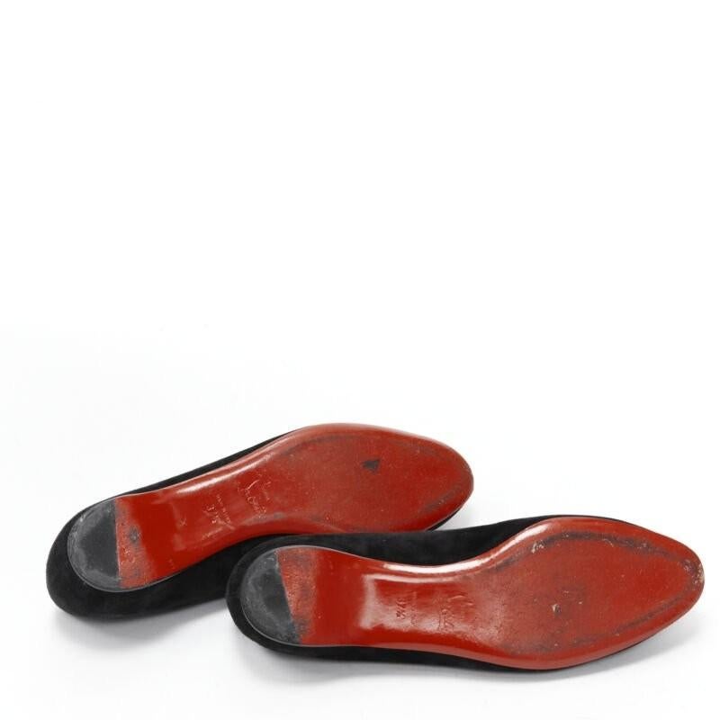 CHRISTIAN LOUBOUTIN mixed crystal stone embellished black suede flats EU37.5 en venta 7
