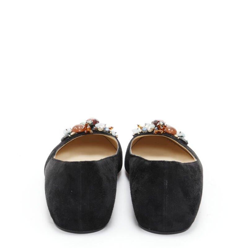 De las mujeres bailarinas CHRISTIAN LOUBOUTIN de ante negro con adornos de piedras de cristal EU37.5 en venta