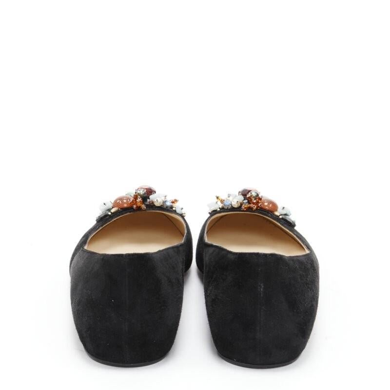 De las mujeres CHRISTIAN LOUBOUTIN mixed crystal stone embellished black suede flats EU37.5 en venta
