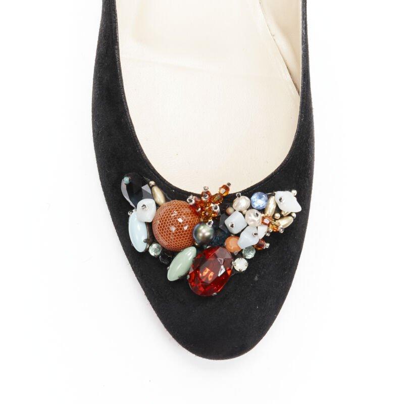 bailarinas CHRISTIAN LOUBOUTIN de ante negro con adornos de piedras de cristal EU37.5 en venta 1