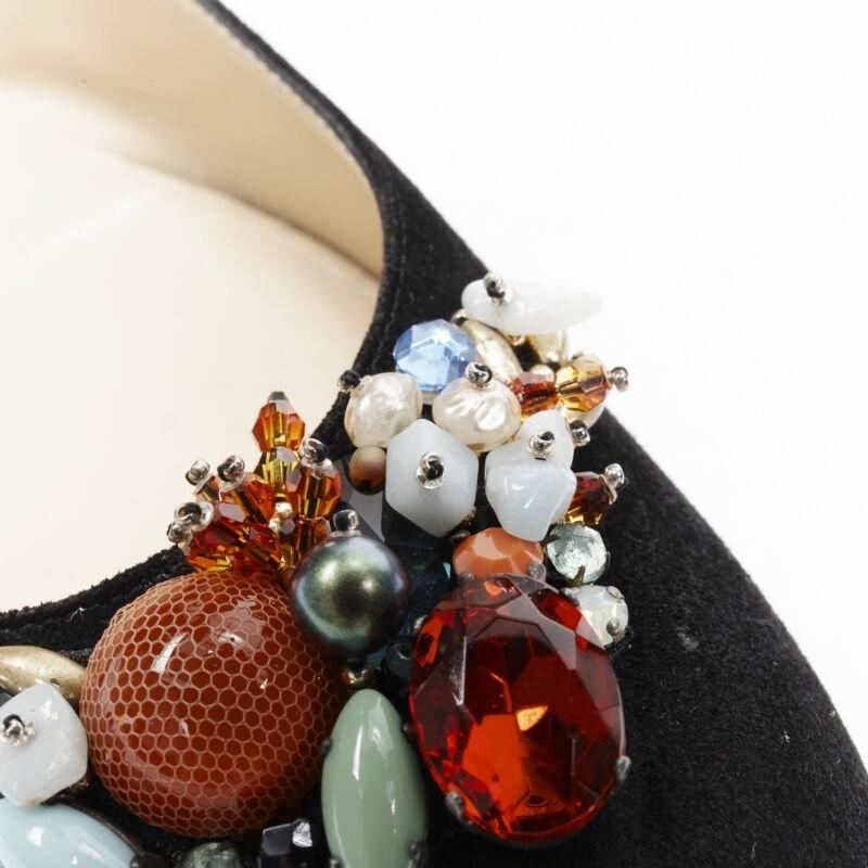 CHRISTIAN LOUBOUTIN mixed crystal stone embellished black suede flats EU37.5 en venta 3