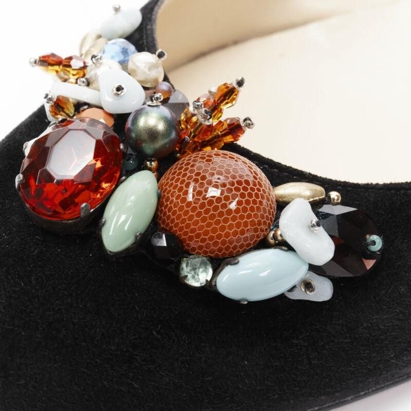 CHRISTIAN LOUBOUTIN mixed crystal stone embellished black suede flats EU37.5 en venta 4