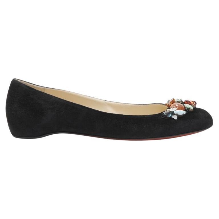 Chaussures en daim noir CHRISTIAN LOUBOUTIN, ornées de pierres et de cristaux mixtes EU37.5
