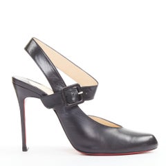 CHRISTIAN LOUBOUTIN Miyousra 100 black goat skin buckle D'Orsay pumps EU37.5